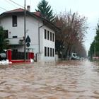 Flooded city street